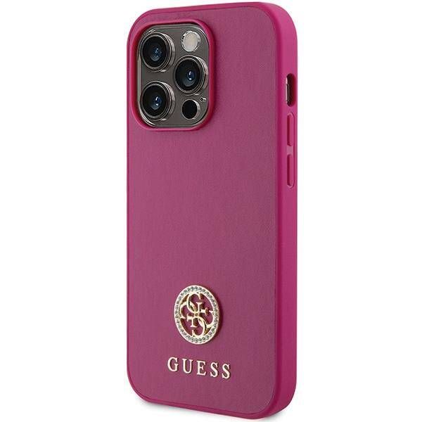 Coque Guess iPhone 15 Pro 6.1" pink hardcase Strass Metal Logo
