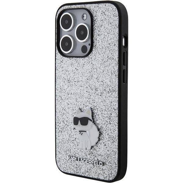 Coque Karl Lagerfeld KLHCP15LGCNPSG iPhone 15 Pro 6.1" silver hardcase Fixed Glitter Choupette Logo Metal Pin