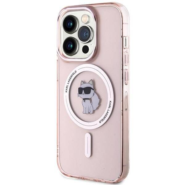 Coque Karl Lagerfeld iPhone 15 Pro Pink Hardcase IML Choupette MagSafe