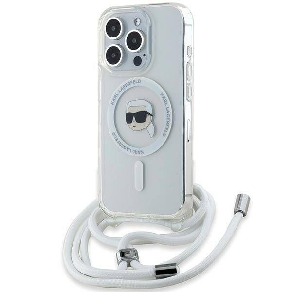 Coque Karl Lagerfeld KLHMP15XHCKHNT iPhone 15 Pro Max 6.7" hardcase transparent Crossbody IML Karl Head Magsafe