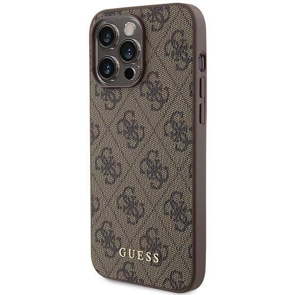 Coque Guess iPhone 15 Pro Max 6.7" brown hard case 4G Metal Gold Logo