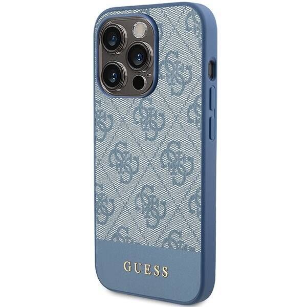 Coque Guess iPhone 15 Pro Max 6.7" blue hardcase 4G Stripe Collection