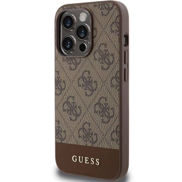 Coque Guess iPhone 15 Pro Max 6.7" brown hardcase 4G Stripe Collection
