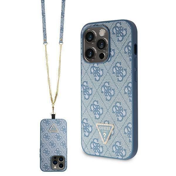 Coque Guess iPhone 15 Pro Max 6.7" blue hardcase Crossbody 4G Metal Log