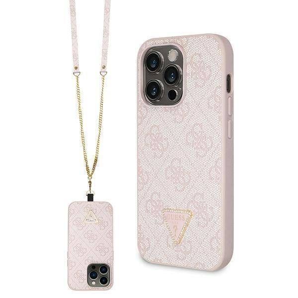Coque Guess iPhone 15 Pro Max 6.7" pink hardcase Crossbody 4G Metal Logo