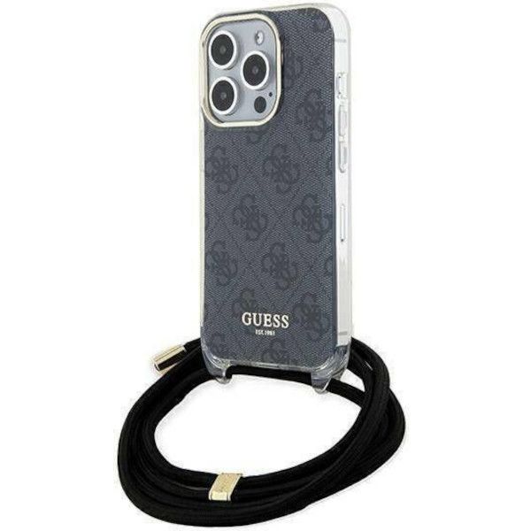 Coque Guess iPhone 15 Pro 6.1" black hardcase Crossbody Cord 4G Print