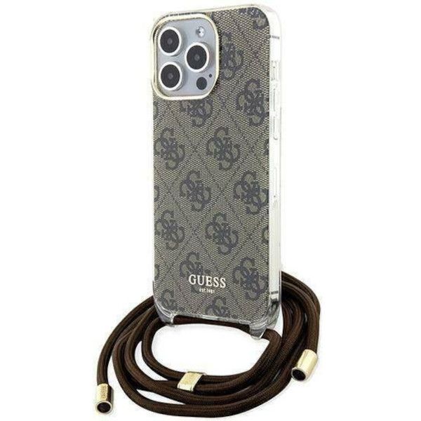 Coque Guess iPhone 15 Pro Max 6.7" brown hardcase Crossbody Cord 4G Print