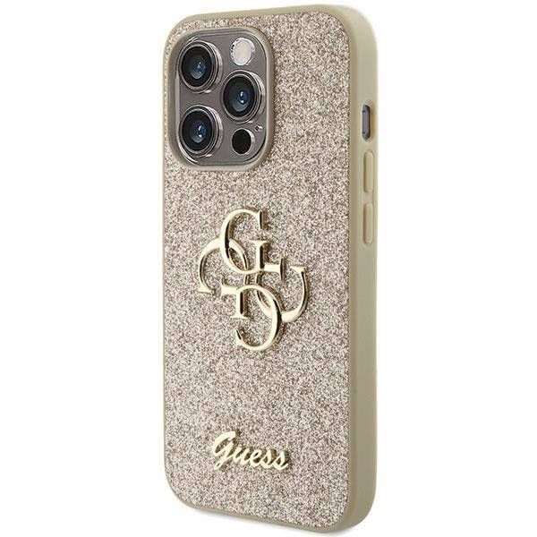 Coque Guess iPhone 15 Pro Max 6.7" gold hardcase Glitter Script Big 4G