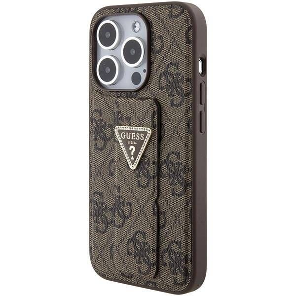 Coque Guess iPhone 15 Pro Max Brown Hardcase Grip Stand 4G Triangle Strass