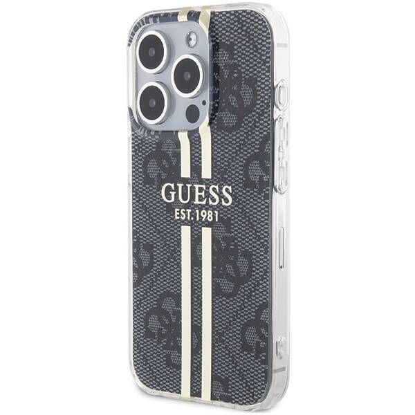 Coque Guess iPhone 15 Pro Max 6.7" black hardcase IML 4G Gold Stripe
