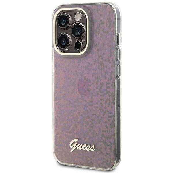 Coque Guess iPhone 15 Pro Max 6.7" pink hardcase IML Faceted Mirror Disco Iridescent