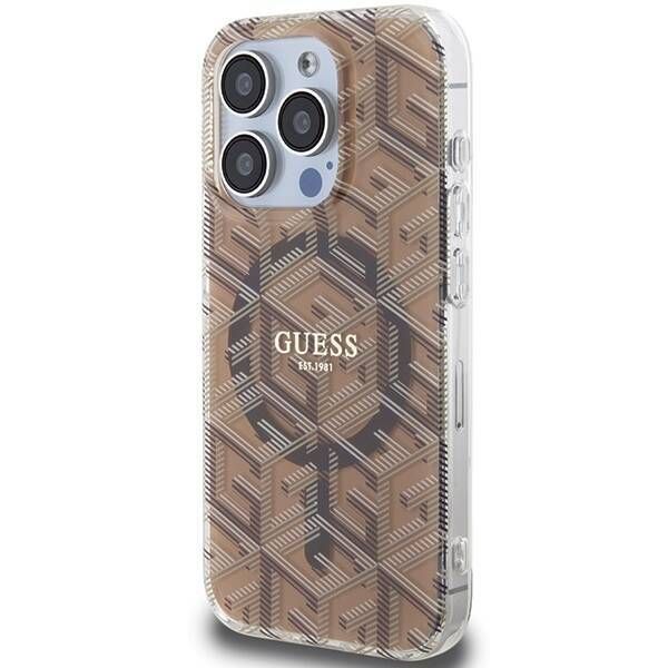 Coque Guess iPhone 15 Pro Max 6.7" brown hardcase IML GCube MagSafe