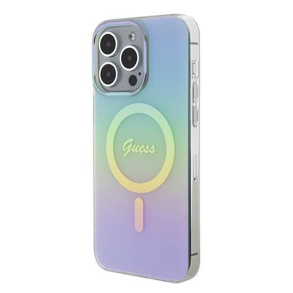 Coque Guess iPhone 15 Pro Max turquoise hardcase IML Iridescent MagSafe