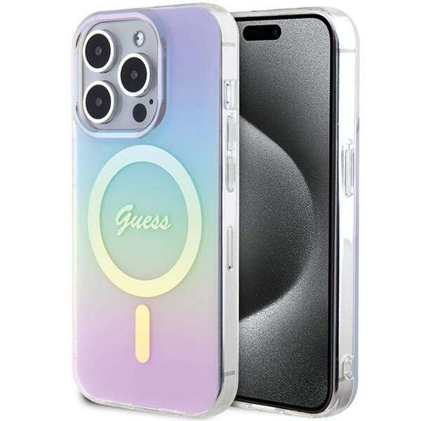 Coque Guess iPhone 15 Pro Max 6.7" purple hardcase IML Iridescent MagSafe