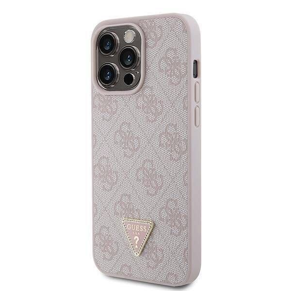Coque Guess iPhone 15 Pro Max 6.7" pink hardcase Leather 4G Diamond Triangle