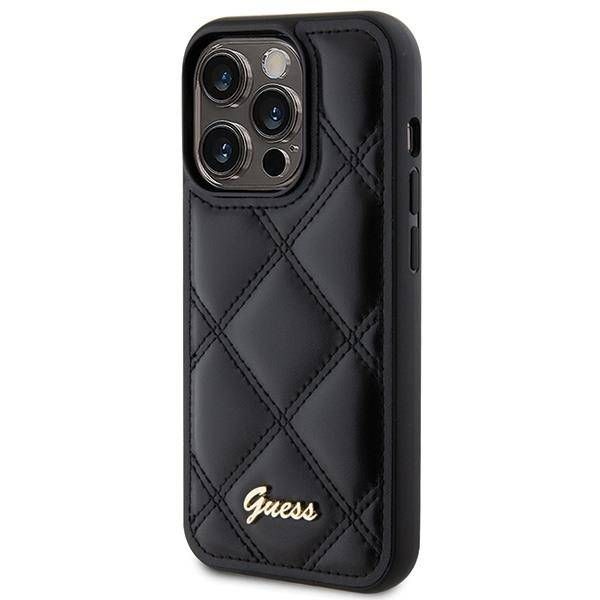Coque Guess iPhone 15 Pro Max 6.7" black hardcase Quilted Metal Logo