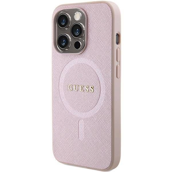 Coque Guess iPhone 15 Pro Max 6.7" pink hardcase Saffiano MagSafe