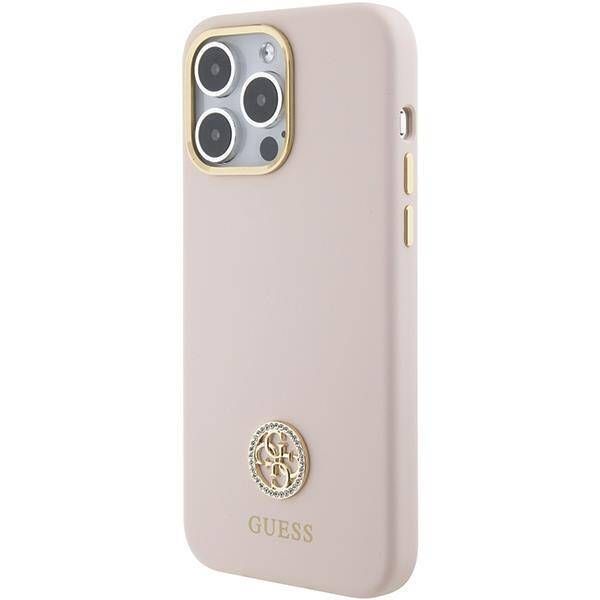 Coque Guess iPhone 15 Pro Max 6.7" pink hardcase Silicone Logo Strass 4G