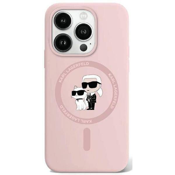 Coque Karl Lagerfeld KLHMP15XSCMKCRHP iPhone 15 Pro Max 6.7" pink hardcase Silicone Karl & Choupette Ring MagSafe