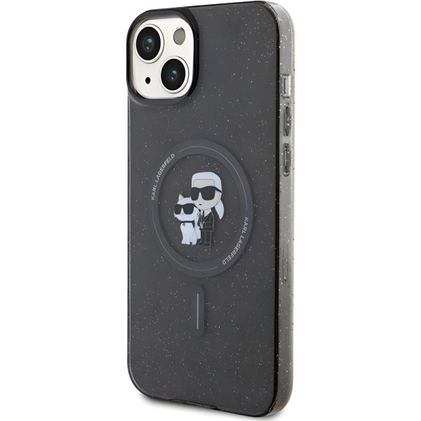 Coque Karl Lagerfeld KLHMP15MHGKCNOK iPhone 15 Plus/14 Plus 6.7" czarny/black hardcase Karl&Choupette Glitter MagSafe