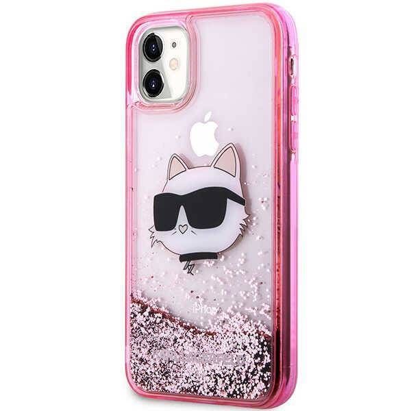 Coque Karl Lagerfeld KLHCN61LNCHCP iPhone 11/ XR pink hardcase Glitter Choupette Head