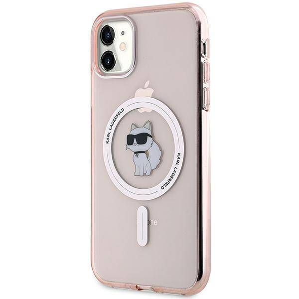 Coque Karl Lagerfeld iPhone 11 Pink Hardcase IML Choupette MagSafe