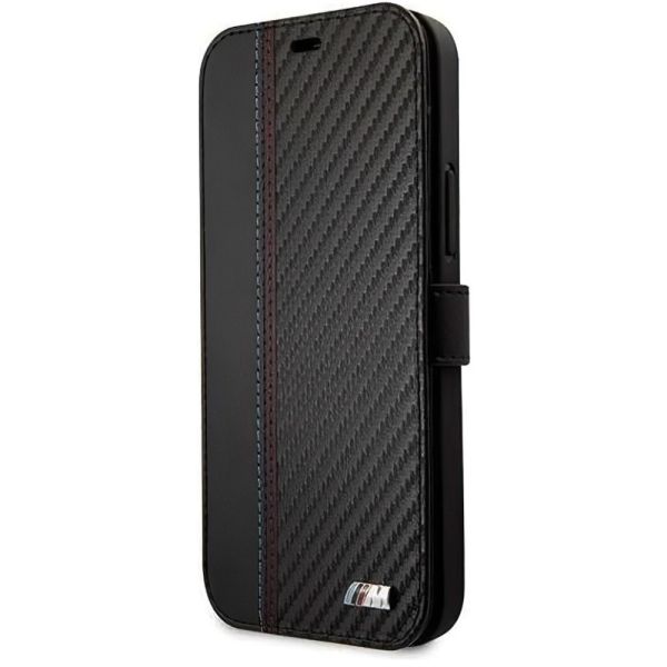 Coque BMW iPhone 12 mini 5,4" black book M Collection PU Carbon Stripe