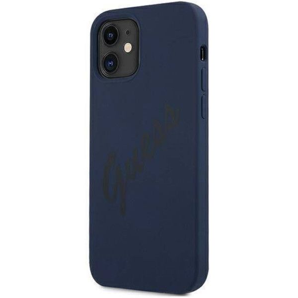 Coque Guess iPhone 12 mini 5,4" blue hardcase Script Vintage