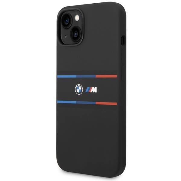 Coque BMW iPhone 15/14/13 6.1" black hardcase M Silicone Tricolor Lines