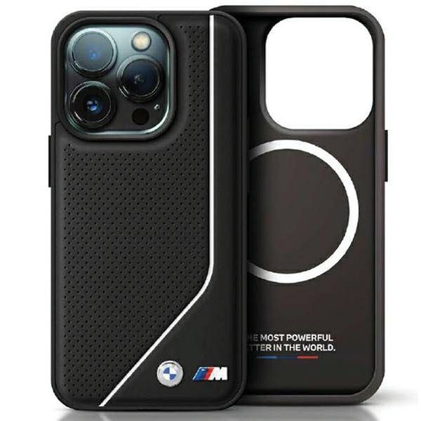Coque BMW iPhone 15/14/13 6.1" black hardcase Perforated Twisted Line MagSafe