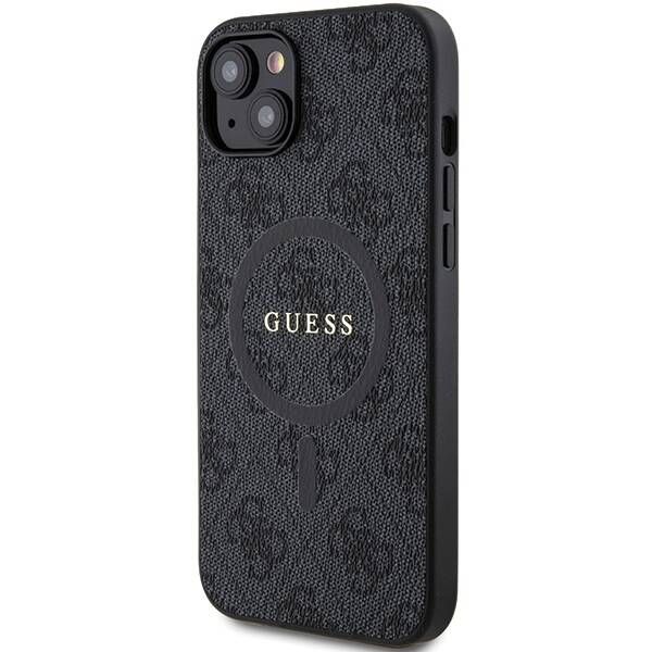 Coque Guess iPhone 14/15/13 6.1" black hardcase 4G Collection Leather Metal Logo MagSafe