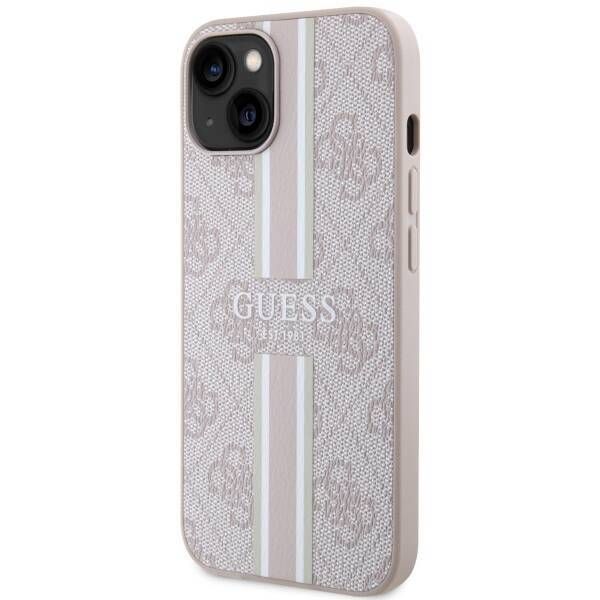 Coque Guess iPhone 15/14/13 6.1" pink hardcase 4G Printed Stripes MagSafe