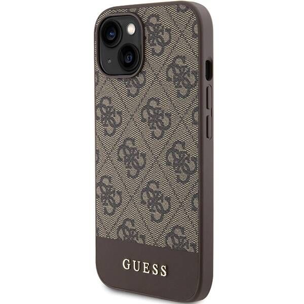 Coque Guess iPhone 15/14/13 6.1" brown hardcase 4G Stripe Collection