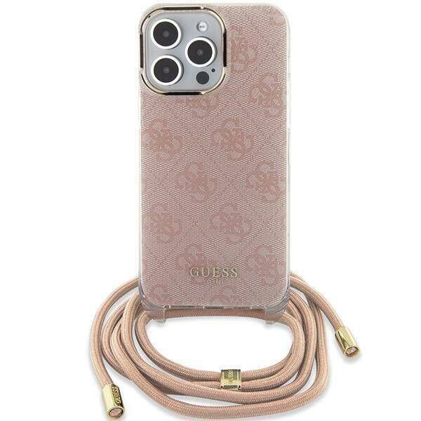 Coque Guess iPhone 15/14/13 6.1" pink hardcase Crossbody Cord 4G Print