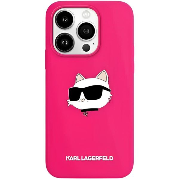 Coque Karl Lagerfeld KLHMP15SSCHPPLF iPhone 15/14/13 6.1" fuschia hardcase Silicone Choupette Head MagSafe