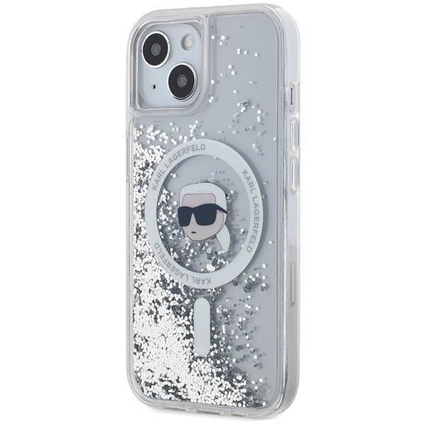 Coque Karl Lagerfeld KLHMP15SLGKISGH iPhone 15/14/13 6.1" hardcase transparent Liquid Glitter Karl Head Magsafe