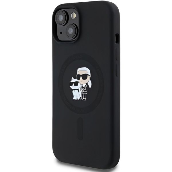 Coque Karl Lagerfeld iPhone 15 Black Hardcase Silicone Karl & Choupette Magsafe