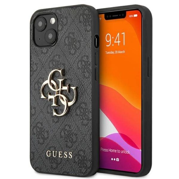 Coque Guess iPhone 13 Gray Big Metal Logo