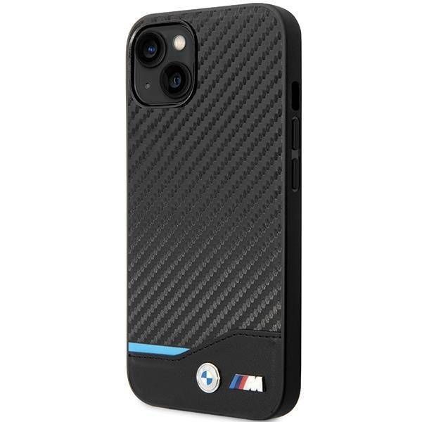 Coque BMW iPhone 13/14/15 6.1" black Leather Carbon