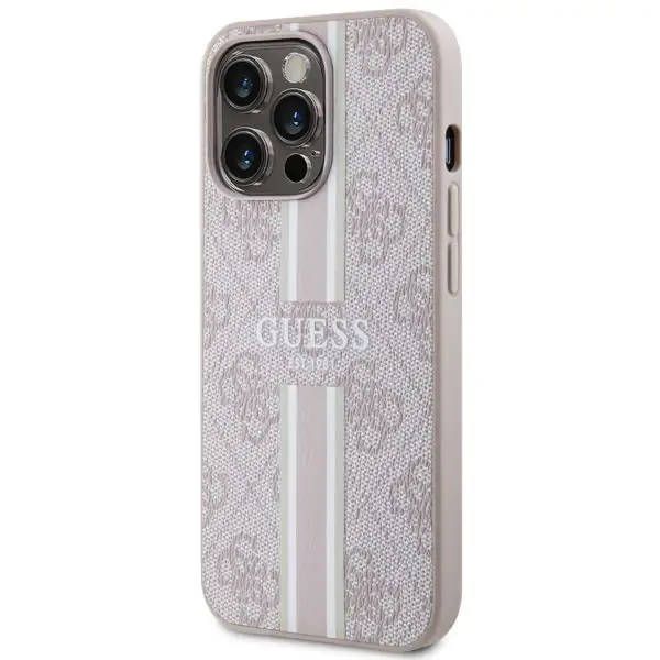 Coque Guess iPhone 13 Pro/13 6,1" pink hardcase 4G Printed Stripes MagSafe