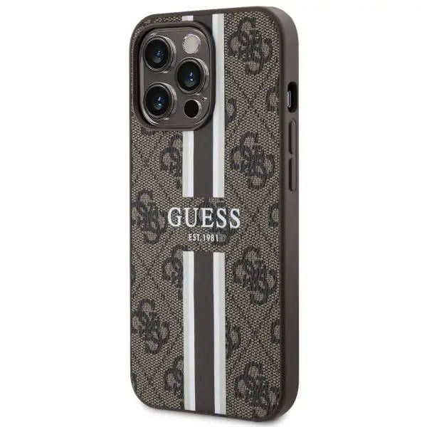 Coque Guess iPhone 13 Pro/13 6.1" brown hardcase 4G Printed Stripes MagSafe