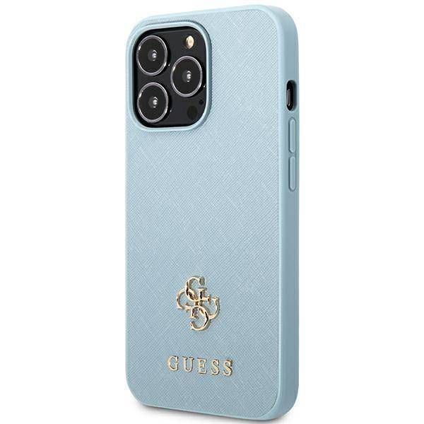 Coque Guess iPhone 13 Pro/13 6,1" blue hardcase Saffiano 4G Small Metal Logo