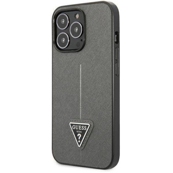 Coque Guess iPhone 13 Pro/13 6,1" silver hardcase SaffianoTriangle Logo