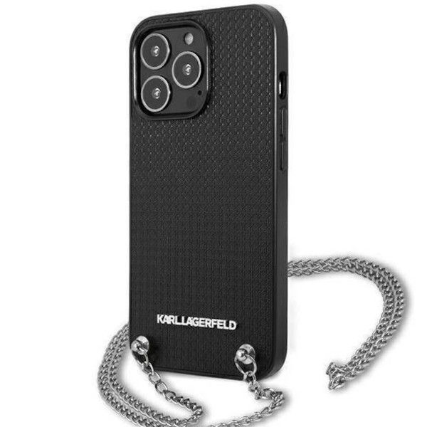 Coque Karl Lagerfeld KLHCP13LPMK iPhone 13 Pro/13 6,1" hardcase black Leather Textured and Chain