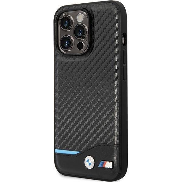 Coque BMW iPhone 13 Pro Max 6.7" black hardcase Leather Carbon