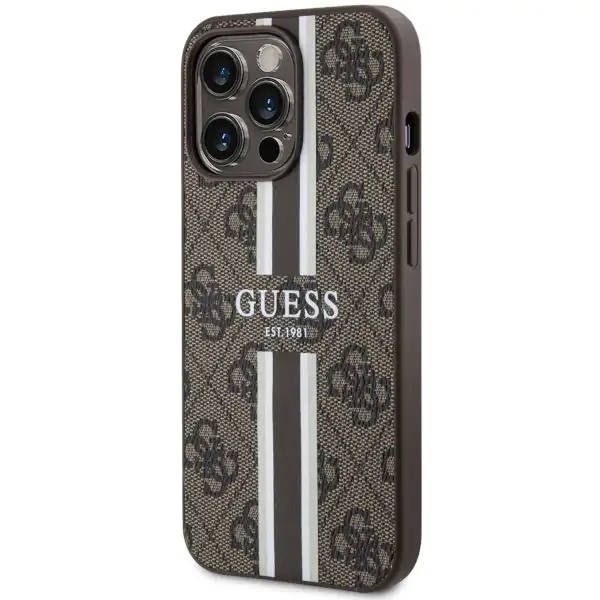 Coque Guess iPhone 13 Pro Max 6.7" brown hardcase 4G Printed Stripes MagSafe