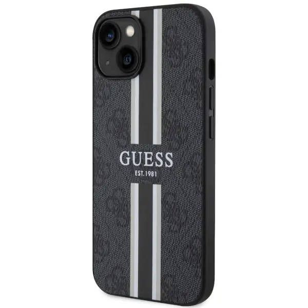 Coque Guess iPhone 14/15/13 6.1" black hardcase 4G Printed Stripes MagSafe