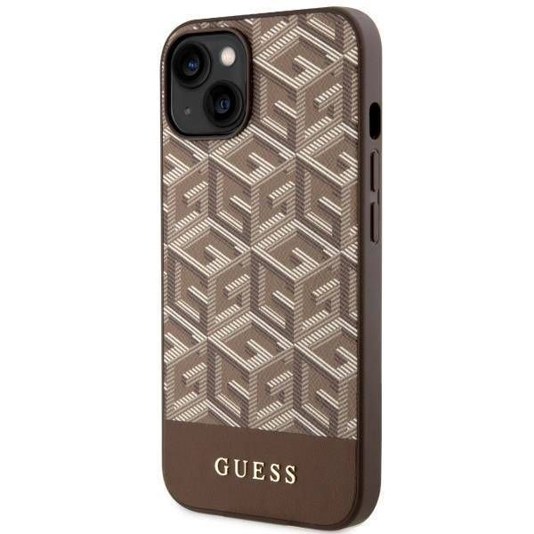 Coque Guess iPhone 14/15/13 6.1" brown hardcase GCube Stripes MagSafe