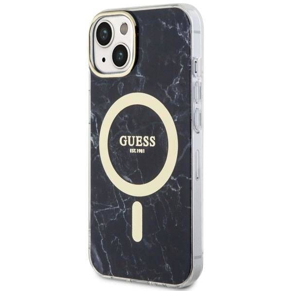 Coque Guess iPhone 14/15/13 6.1" black hardcase Marble MagSafe