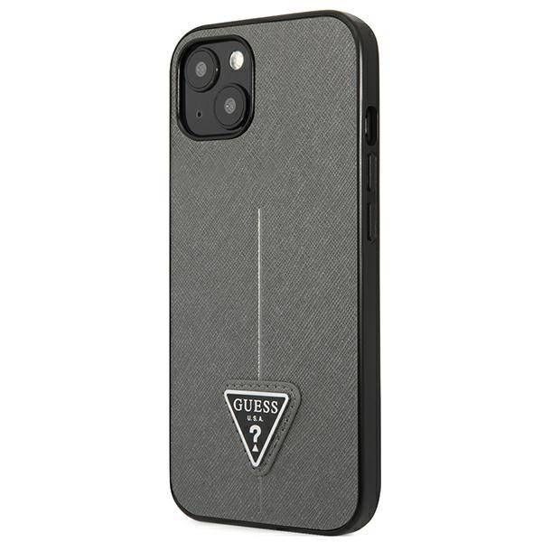 Coque Guess iPhone 14/15/13 6.1" silver hardcase SaffianoTriangle Logo